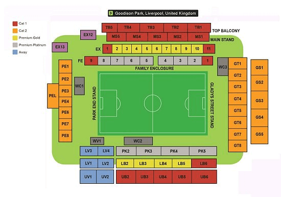 Goodison Park Seating Map Everton v Southampton Tickets (2020 05 01)   Compare Prices 